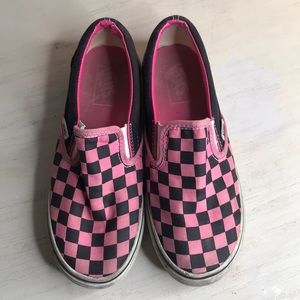 Black and pink checkered vans